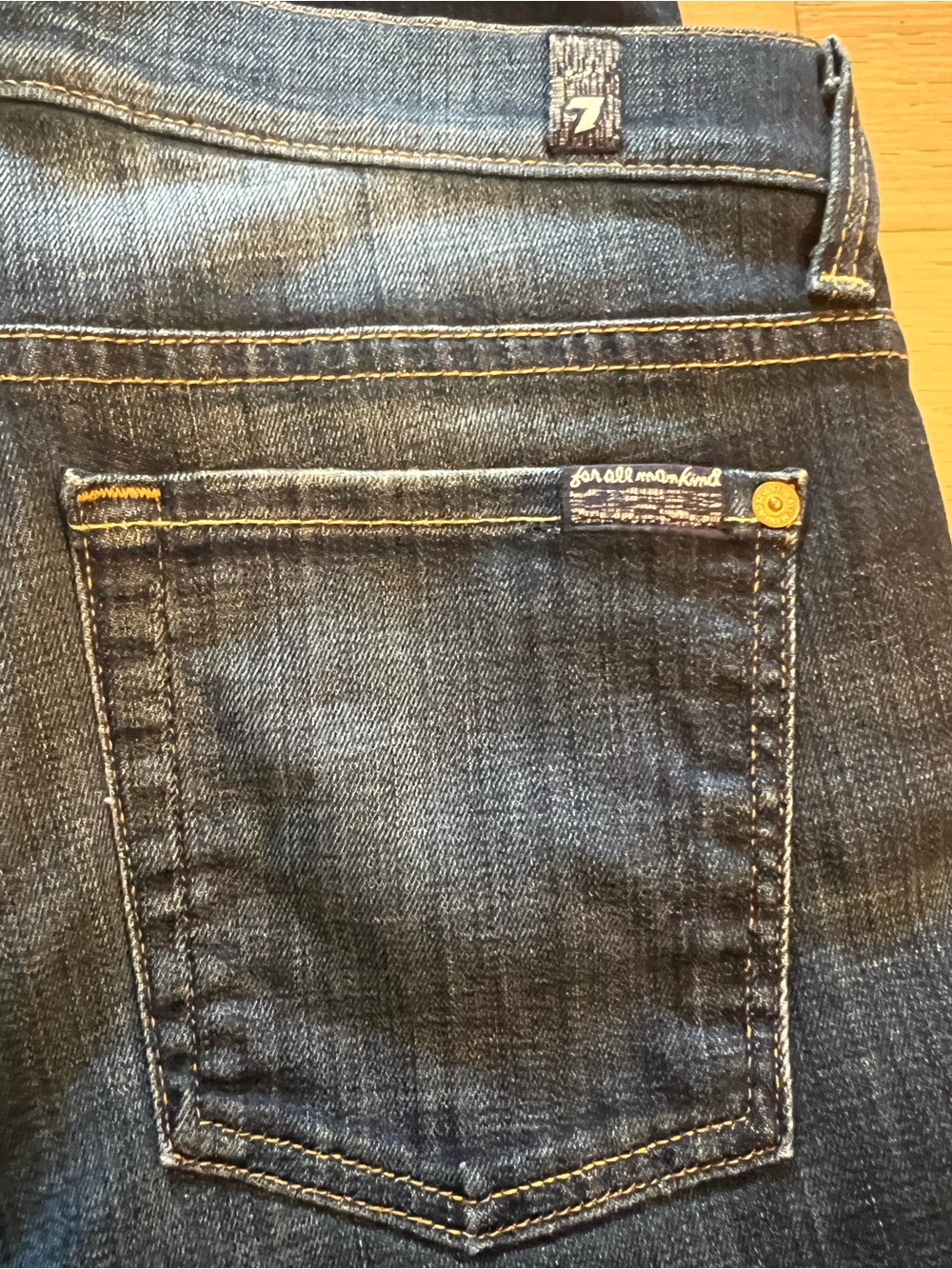 7 For All Mankind Women's Dark Blue Straight Leg Jeans